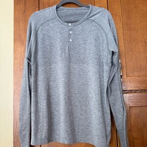 Lululemon Metal Vent Tech Long Sleeve Henley Slate/White